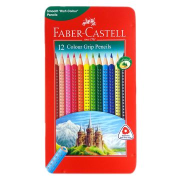 Faber Castell - Grip Color Pencil Flat Tin 12 Color