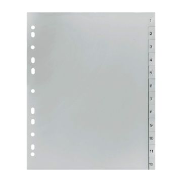 Divider 1 - 12 With Number Grey Plastic