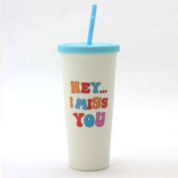 Water Bottle DW Plastic 2024 Tumbler with straw Blue