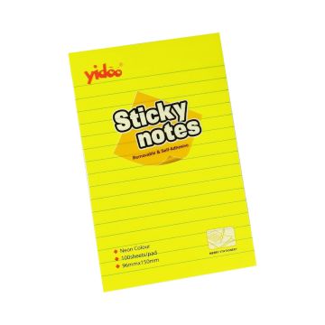 وسادة ملاحظات لاصقة 6×4 بوصة لون أصفر نيون مخطط - Y06L