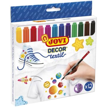 Jovi Decor Textile Set of 12 fabric Pens, Assorted Colours