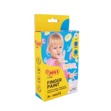 JOVI Kids Finger Paint 2+ Certified, Box of 6 x 15ml in Pastel Colours