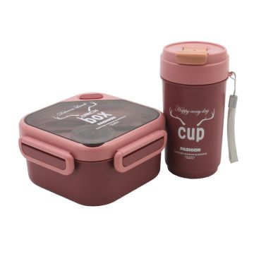 Lunch Box with cup WX3744 Red