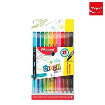 مجموعة أقلام تحديد دقيقة Maped Graph'Peps Deco - طقم من 10 أقلام