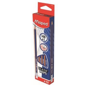 Maped Black Peps Navy 12x HB Pencil +Eraser 