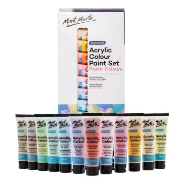 Acrylic Colour Pastel Colours 12pc x 36ml - Mont Marte