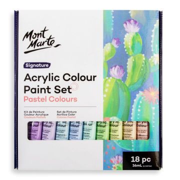 Acrylic Colour Pastel Colours 18pc x 36ml - Mont Marte