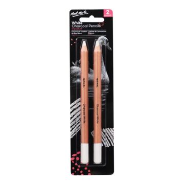 Mont Marte Signature White Charcoal Pencils Lge Hex 2 Pcs