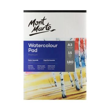 Mont Marte Watercolour Pad German Paper A3 180gsm 15sht