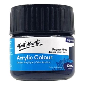 Mont Marte Acrylic Colour Paint 100ml - Paynes Grey