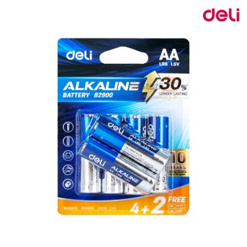 Battery Alkaline AA LR6 4+2 pcs Blue Deli - 82900