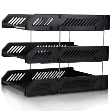File Tray Set of 3 Black Deli - 9209
