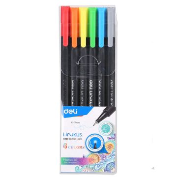 Fine Liner 6 Color Tip 1-5mm Deli Q900-06