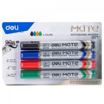 Whiteboard Marker Flat Tip Set Of 4 Deli - U00403