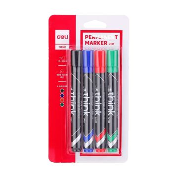 Permanent Marker Chisel tip Set of 4 Deli - U10101