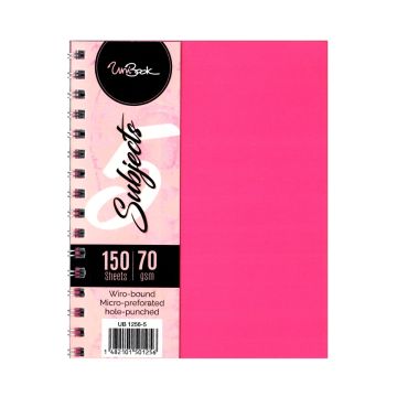 Hard Plastic Cover 5 Subject A5 Book UNIBOOK - Pink