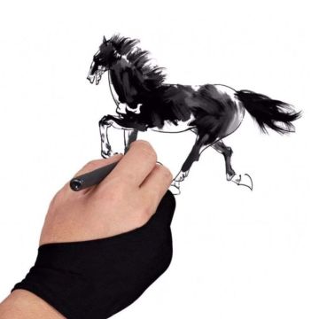 2 Fingers Black Artist Gloves - Small