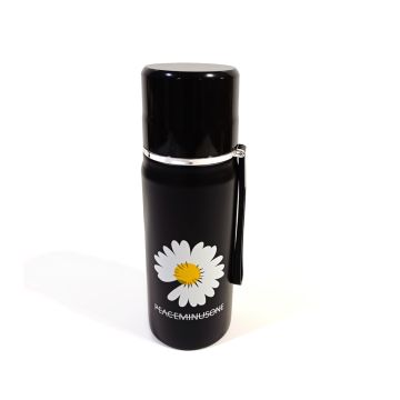 Water Bottle Black with yellow flowers design C - 420ML