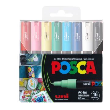 Uni Posca PC-1M Paint Marker Pen, Set of 16