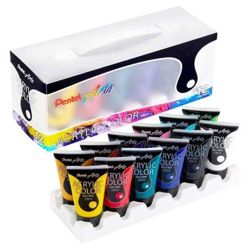 Acrylic Colour Set of 12x28ml - Pentel