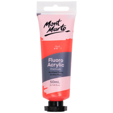 Mont Marte Fluoro Acrylic Paint 50ml - Red
