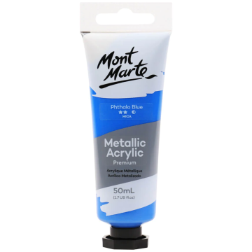 Mont Marte Metallic Acrylic Paint 50ml - Phthalo Blue