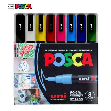 Uni POSCA - PC-3M Art Paint Markers - Set of 8
