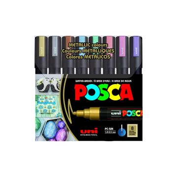 Uniball - Posca Coloring Markers set of 8 Metallic PC5M