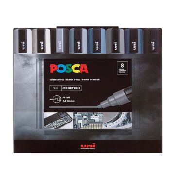 Posca Paint Marker Set PC-5M 8 Mono Tone Colors
