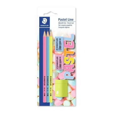 Staedtler Pastel Line HB Graphite Pencils Erasers & Pencil Sharpener Set