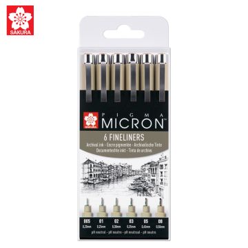 Sakura Pigma Micron fineliner set | 6 sizes, Black