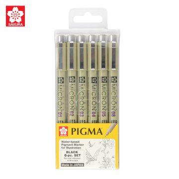 Sakura Pigma Micron 6 Fineliners Black 31657