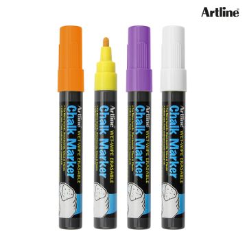 Chalk Marker Ser of 4 Pastel Colour - 4mm Artline	