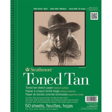 Strathmore 412-9 Toned Tan Sketchbook Wirebound 9" x 12"