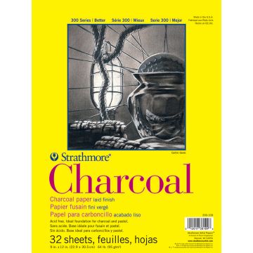 Strathmore 330-109 Charcoal Pad White Tape Bound 9" x 11"