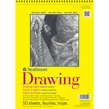 Strathmore 340-9 Drawing Pad Medium Surface Spiral 9" x 11"