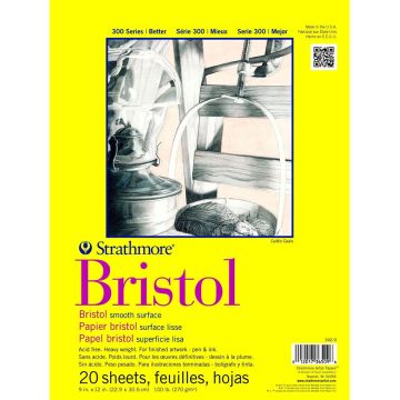 Strathmore 342-9 Bristol Smooth Pad Tape Bound 9" x 11"