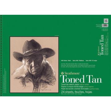 Strathmore 412-18 Toned Tan Sketch Pad 400 Series Wire Bound 18" x 24"