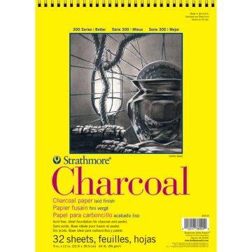 Strathmore 330-9 Charcoal Pad White Spiral Bound 9" x 11"