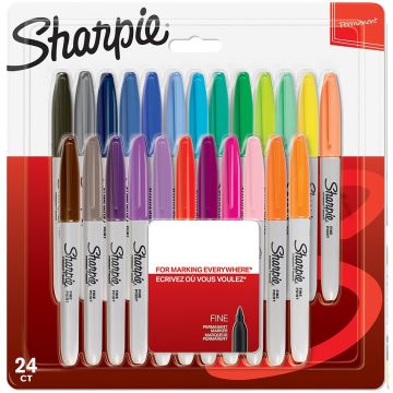 Sharpie Fine Point Permanent Marker Assorted - 24 Pieces
