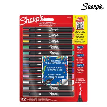Creative water based Acrylic Marker Bullet Tip Set of 12 color Sharpie