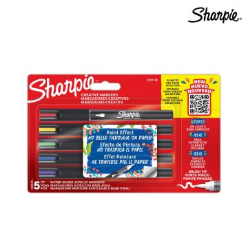 Creative water based Acrylic Marker Brush Tip Set of 5 color Sharpie