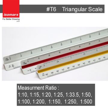 Triangular Scale - 1:10, 1:15, 1:20, 1:25, 1:33 ½, 1:50, 1:100, 1:200, 1:250 t9 Isomars