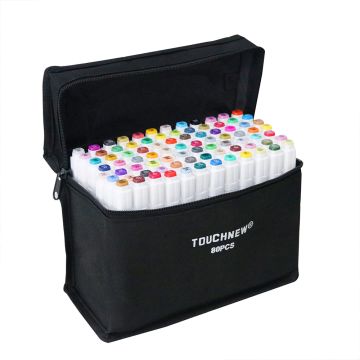TouchFive Markers 80 Colors Broad Fine Sketch Pen White case