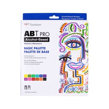 ABT PRO Alcohol-Based Marker Set, Basic Color Palette, 12-Pack