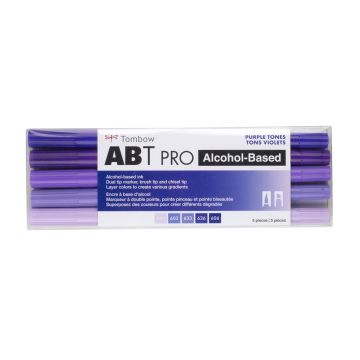 ABT PRO Alcohol-Based Art Markers, Purple Tones, 5-Pack