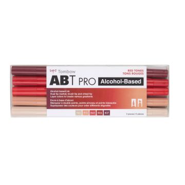 ABT PRO Alcohol-Based Art Markers, Red Tones, 5-Pack