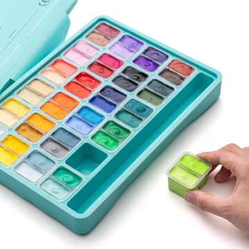 HIMI Gouache Paint Set – Twin Cup, 12g, 48 Colors (Green Box)