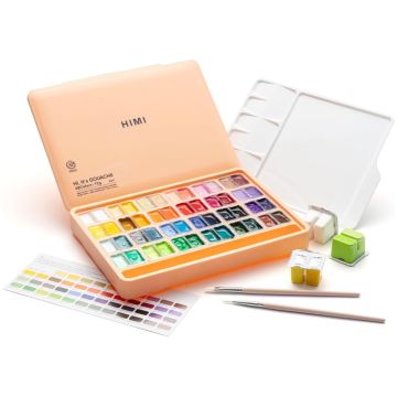 HIMI Gouache Paint Set – Twin Cup, 12g, 48 Colors (Peach Fuzz Box)