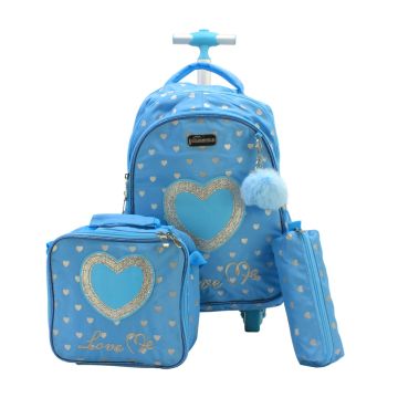 Glossy Bird School Bag Trolley - 12808T-3 Blue